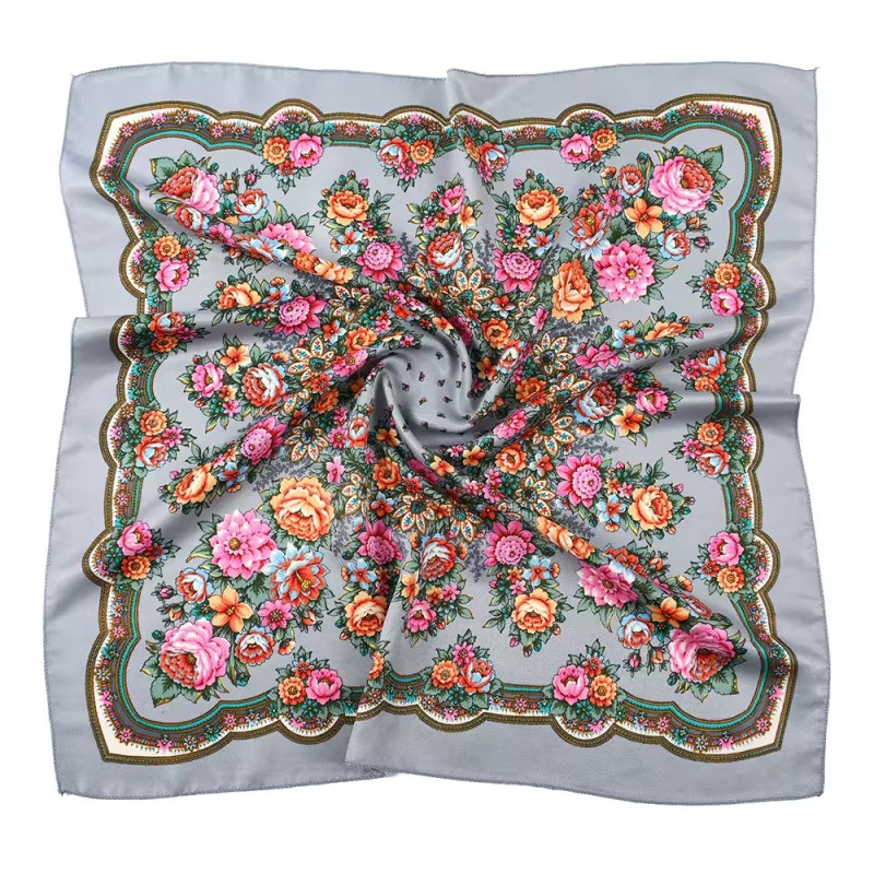 copie de Russian Ethnic Digital Printing Flower Square Scarf 70*70 cm