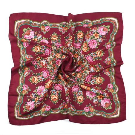 copie de Russian Ethnic Digital Printing Flower Square Scarf 70*70 cm