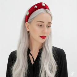Velvet Pearl Kokoshnik Crown Headband | Statement Hair Accessory
