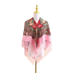 Russian Ethnic Retro Shawl 110*110 cm Pink