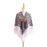 Russian Ethnic Retro Shawl 110*110 cm Grey Flowers