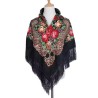 National Style Cotton Printed Russian Shawl 130*130 cm Black