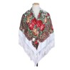 National Style Cotton Printed Russian Shawl 130*130 cm White