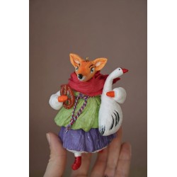 Foxie with a Goose Hand made Cotton Toy