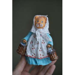 Village Cat with Buckets Hand made Cotton Toy