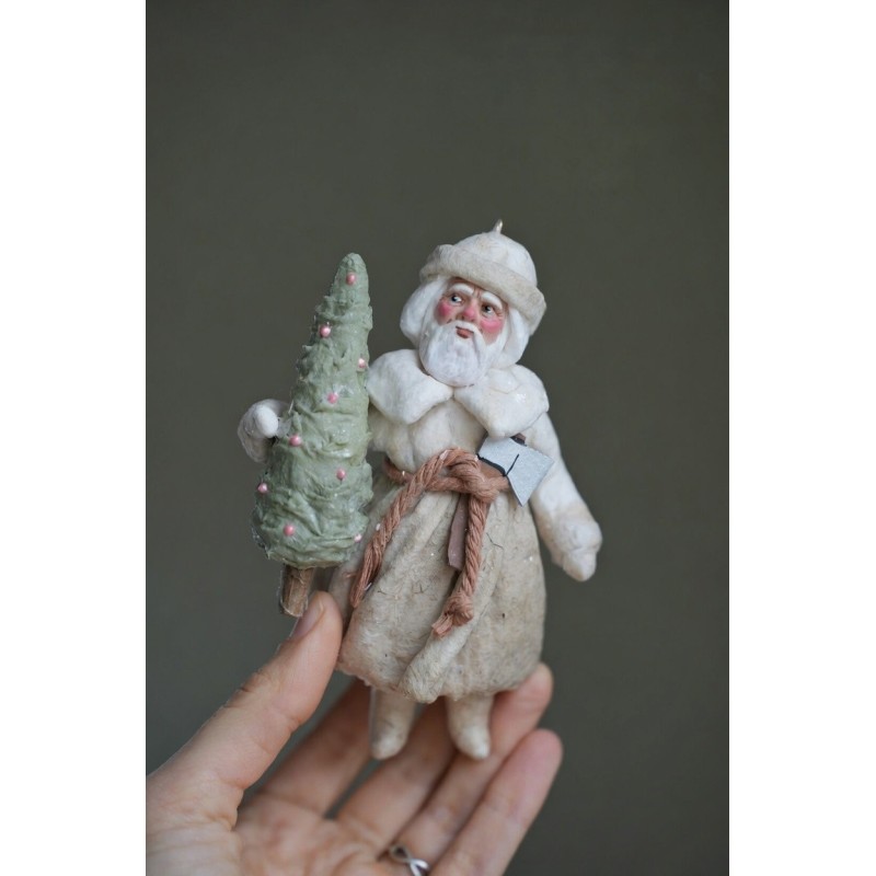 Grandpa with Axe and a Christmas Tree #3 Hand made Cotton Toy