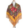 National Style Cotton Printed Russian Shawl 130*130 cm Yellow