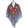 National Style Cotton Printed Russian Shawl 130*130 cm Grey