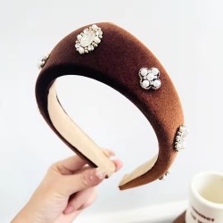 Crown Headband: Velvet & Pearl Kokoshnik Style