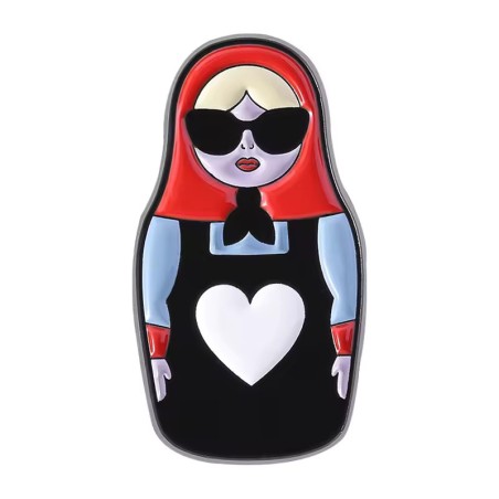 Enamel Pin Nesting Doll Matryoshka in Glasses